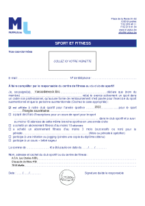 Mutualité libérale – Attestation sport et fitness